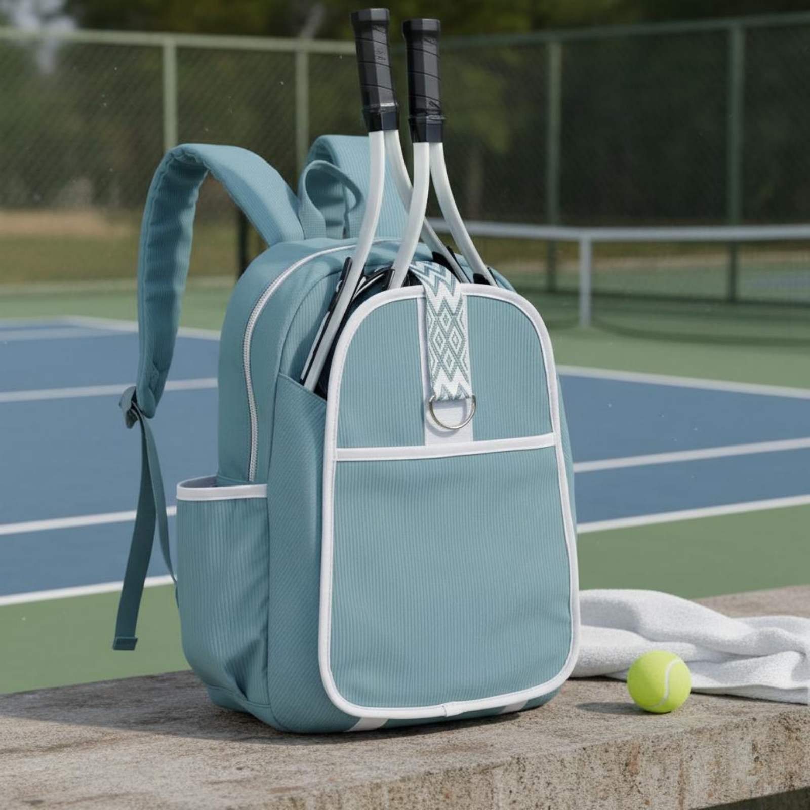 Backpack Racket Bag - กระเป๋าใส่ไม้เทนนิส 2 ไม้ กระเป๋าเทนนิสน้ำหนักเบา กระเป๋าใส่ไม้เทนนิส สายสะพายไหล่บุผ้าเนื้อผ้าทอ