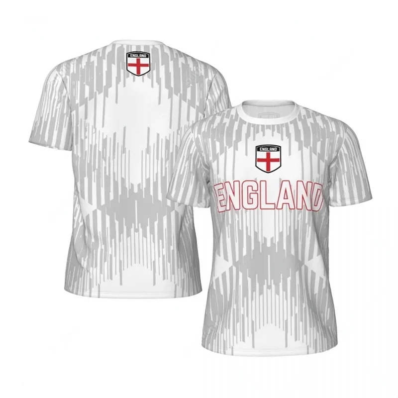 Badminton England - เสื้อยืดฟุตบอลอังกฤษผู้ชาย แห้งเร็ว พิมพ์ลาย 3 มิติ เสื้อยืดฤดูร้อนสำหรับเล่นกีฬา