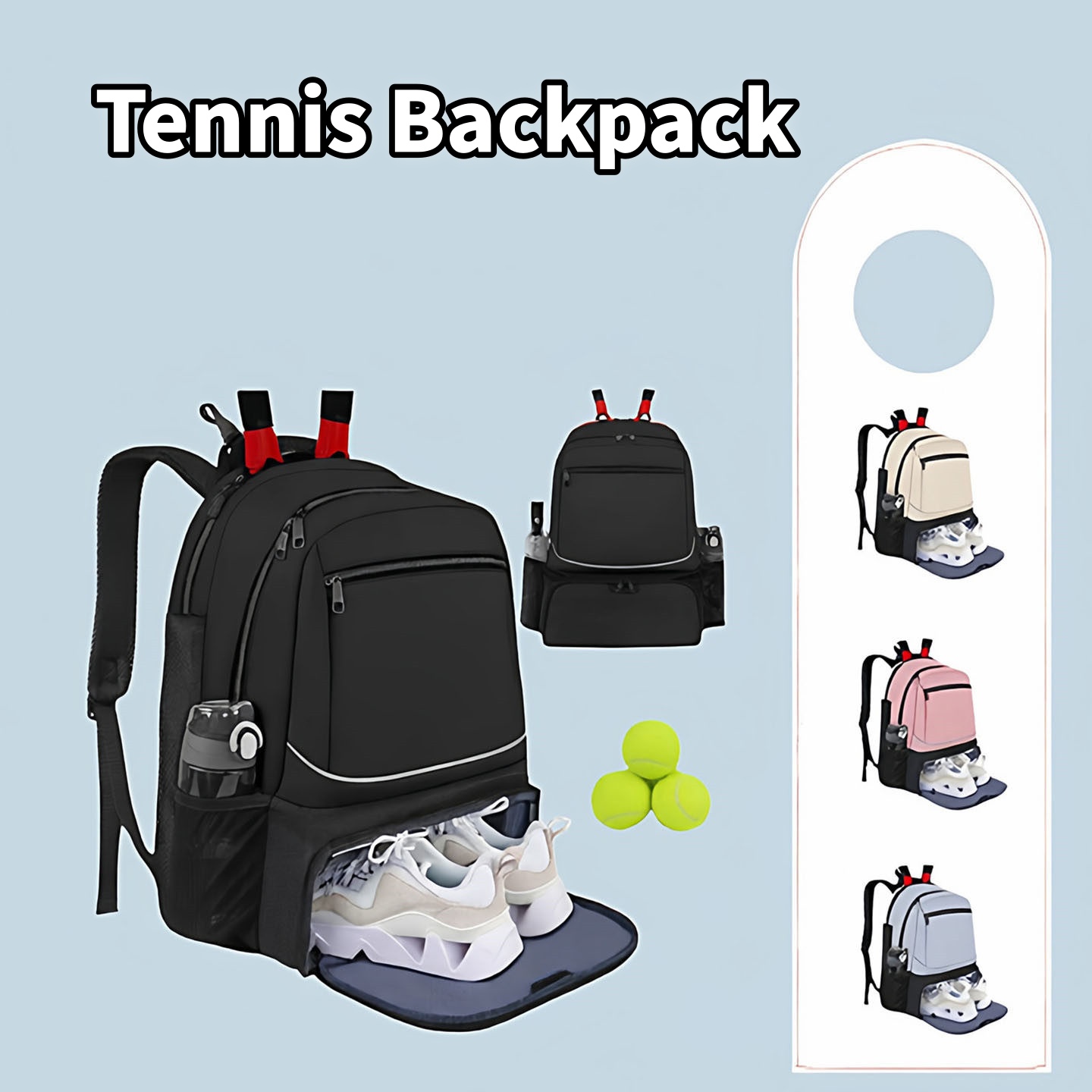 Badminton Xxl - กระเป๋าเป้สะพายหลังสำหรับเทนนิส ความจุขนาดใหญ่ ใส่ไม้เทนนิสได้ 1-2 ไม้ กระเป๋าแบดมินตันสำหรับมืออาชีพ