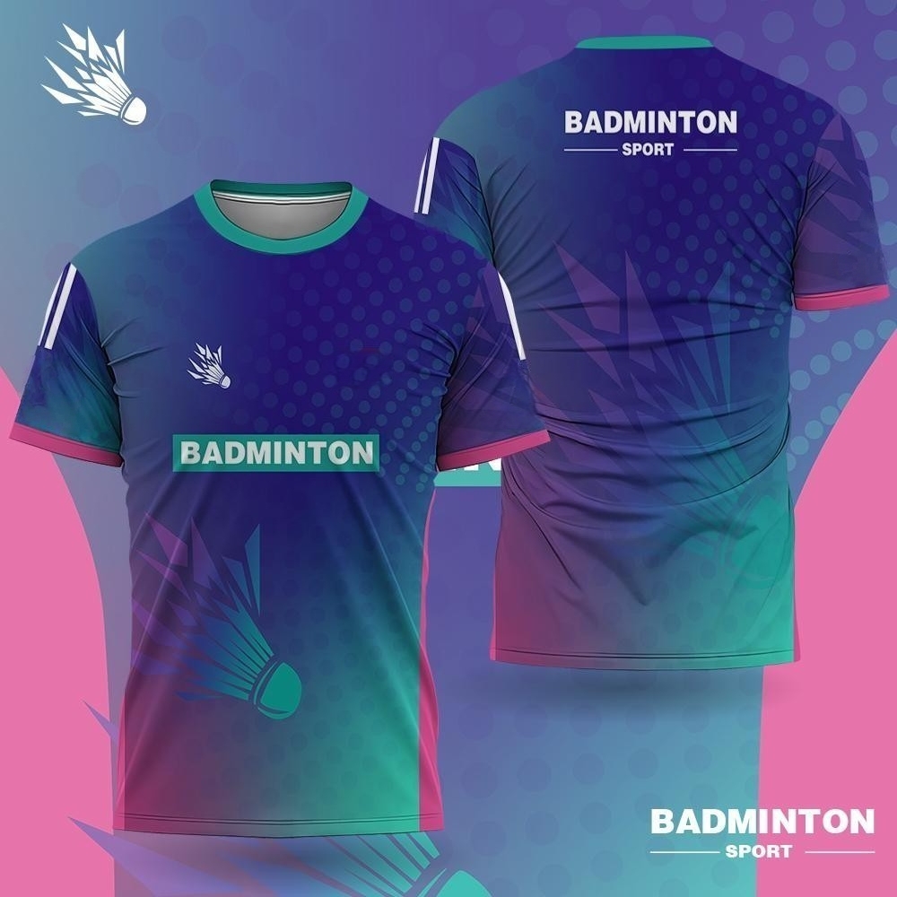 Badminton Logo - เสื้อแบดมินตันผู้ชายลายไล่สีพิมพ์ 3 มิติ เสื้อยืดแบดมินตันสกรีนชื่อและโลโก้ทีม เสื้อกีฬากลางแจ้งแห้งเร็ว เสื้อยิมผู้ชาย
