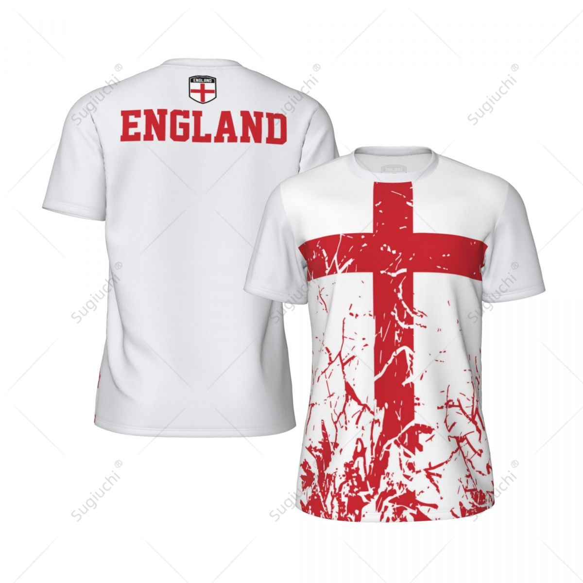 Badminton England - เสื้อยืดออกกำลังกายผู้ชายลายธงชาติอังกฤษ ดีไซน์พิเศษ พิมพ์ลาย 3 มิติ เหมาะสำหรับวิ่ง