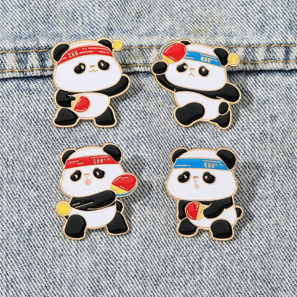 Badminton Icon - 4 รูปแบบ Sporty PANDA และปิงปองออกแบบเคลือบ Pins