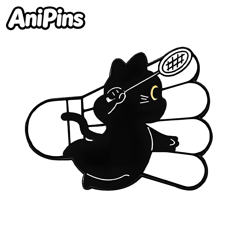 Badminton Icon - เข็มกลัด AniPins ลายแมวตลก 4 แบบ ทำจากโลหะเคลือบ