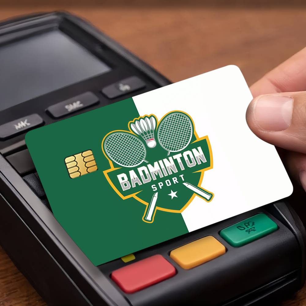 Badminton Logo - แฟชั่นแบดมินตันโลโก้บัตรเครดิตบัตรโดยสารสาธารณะสติกเกอร์ป้องกันการ์ดกันน้ำตกแต่งหน้าการ์ด 4 ชิ้น