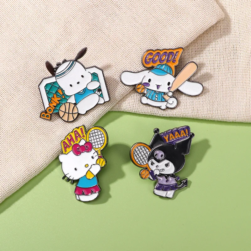 Badminton Icon - การ์ตูน Sanrio ป้ายโลหะนักเรียนป้ายที่ระลึกน่ารัก Kuromi เทนนิส Hello