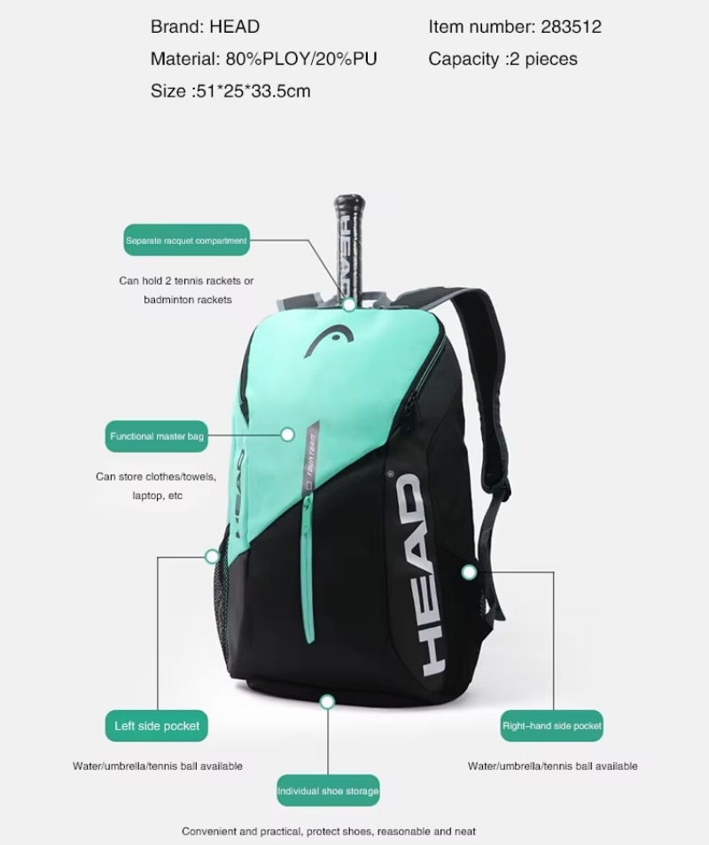 หัวกระเป๋าเป้สะพายหลังเทนนิสทั - Backpack Racket Bag บทวิจารณ์และราคา