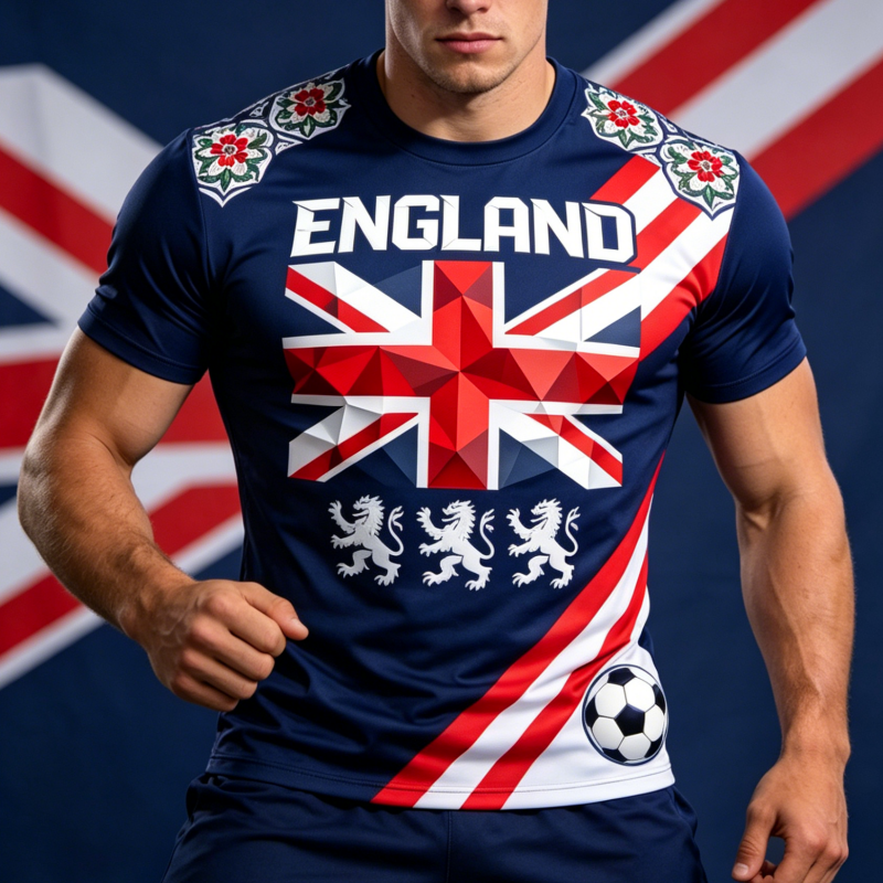 เสื้อยืดแขนสั้นพิมพ์ลายธงชาติอ - Badminton England บทวิจารณ์และราคา