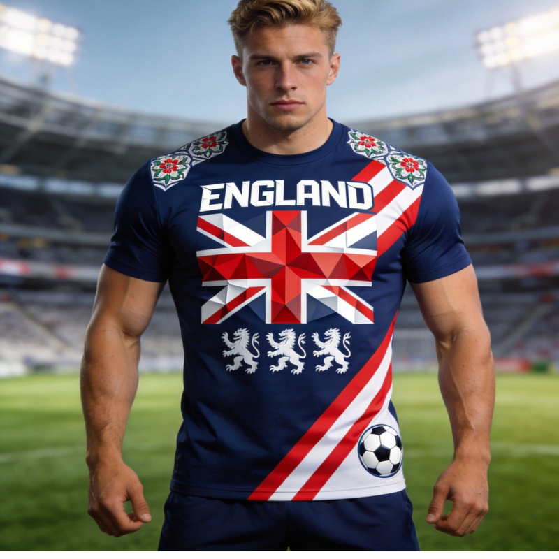 เสื้อยืดแขนสั้นพิมพ์ลายธงชาติอ - Badminton England บทวิจารณ์และราคา