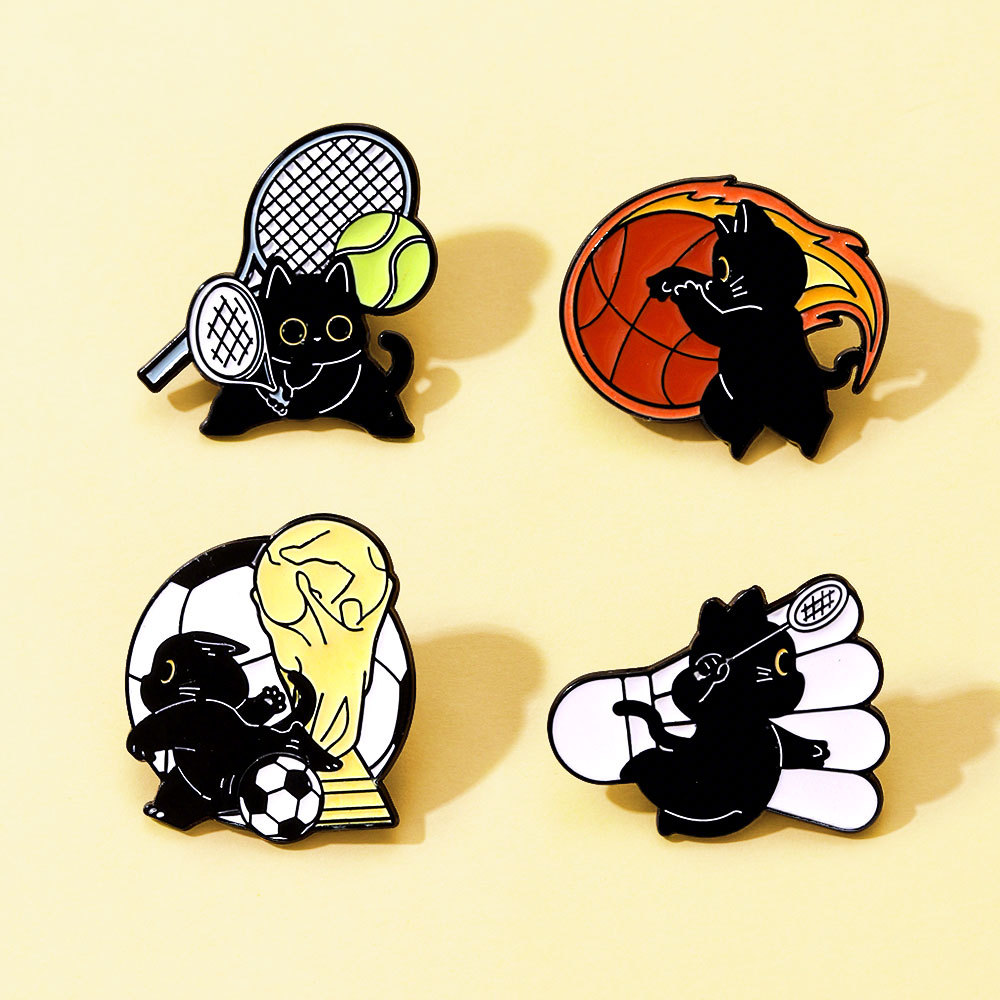 เข็มกลัดเคลือบสีดำรูปแมวน่ารัก - Badminton Icon บทวิจารณ์และราคา