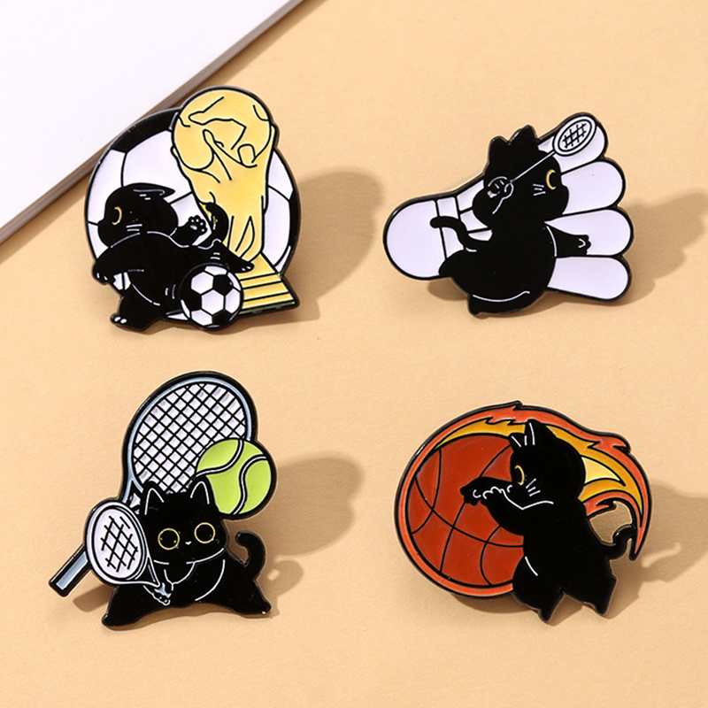 เข็มกลัดเคลือบสีดำรูปแมวน่ารัก - Badminton Icon บทวิจารณ์และราคา